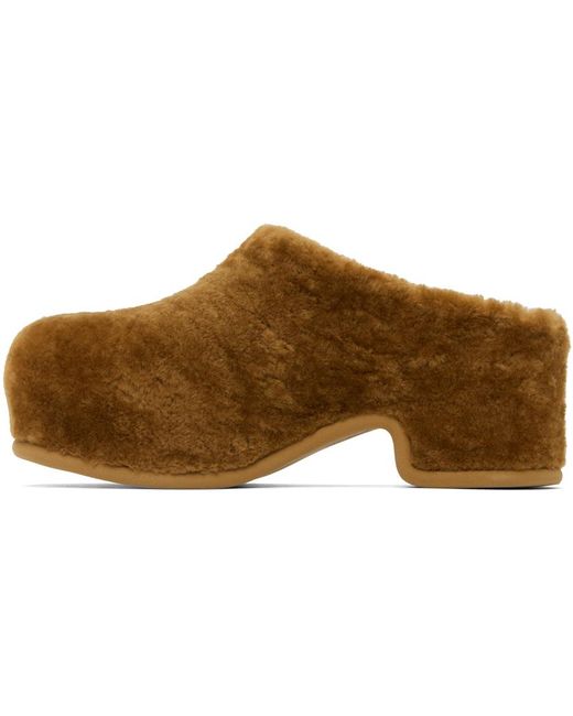 Dries Van Noten Black Tan Shearling Clogs for men