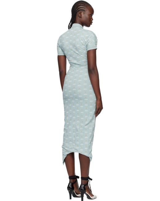 Vivienne Westwood Black Printed Piquet Pulling Midi Dress