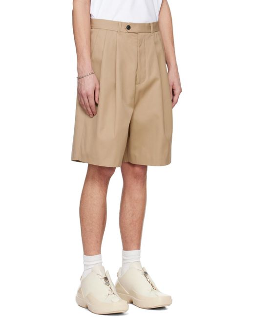 Lownn Natural Pleated Shorts for men