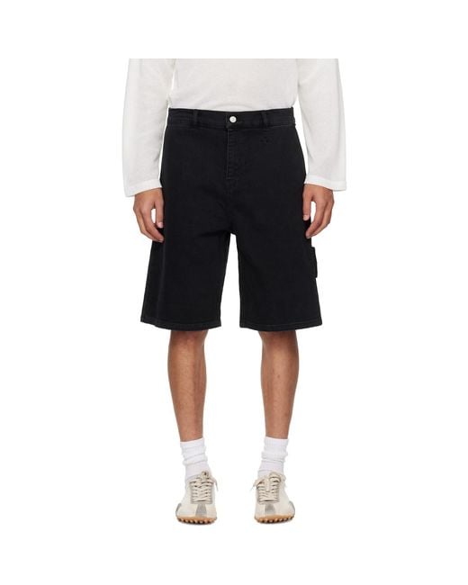 Courreges Black Hammer Denim Shorts for men