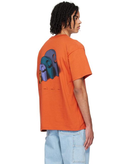 T-shirt à images à logo Carhartt pour homme en coloris Orange