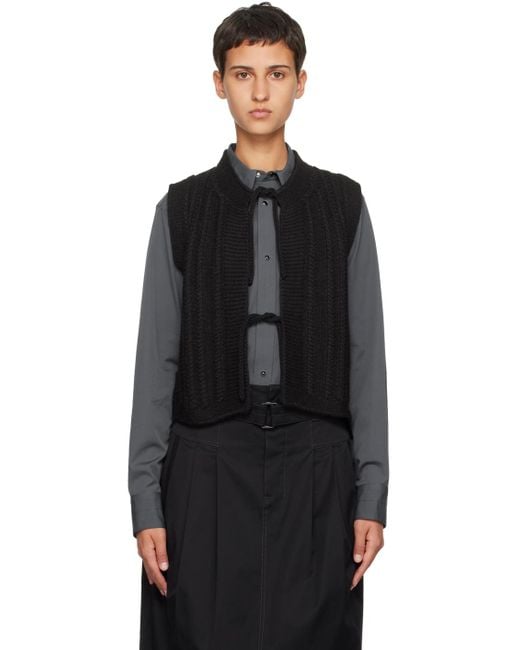 Lemaire Black Textured Stitch Vest