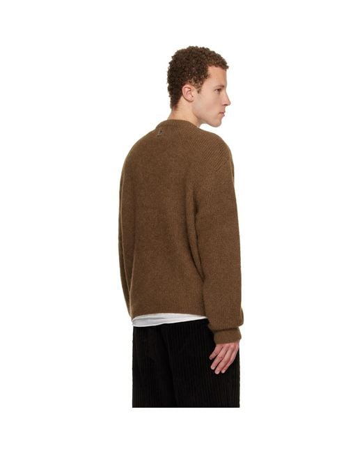 Wooyoungmi Brown Tan Flower Mohair Sweater for men