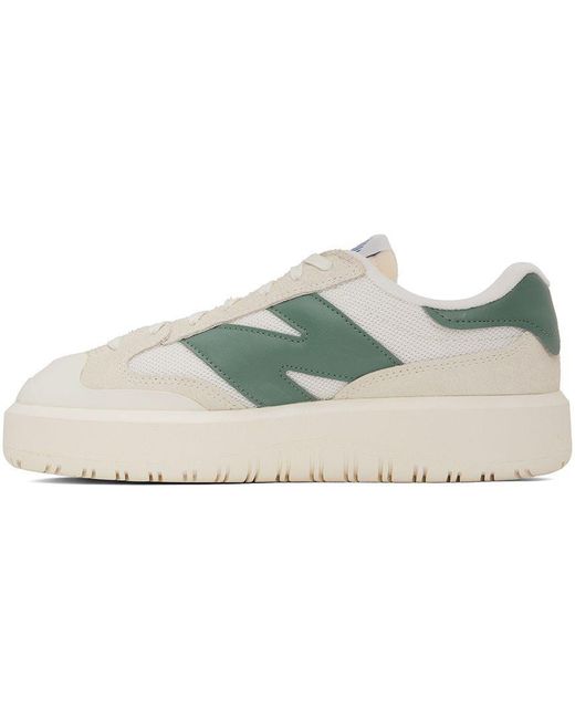 New Balance White & Green Ct302 Sneakers in Black | Lyst