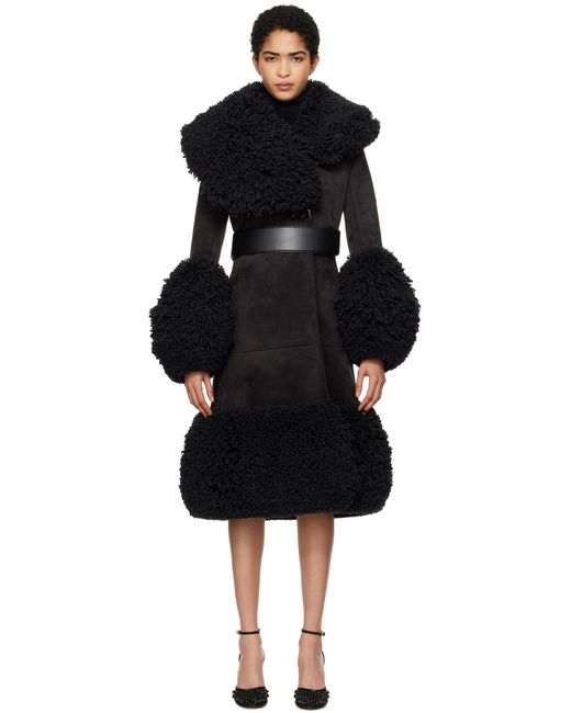 Alaïa Black Knitted Tailored Faux-Shearling Coat