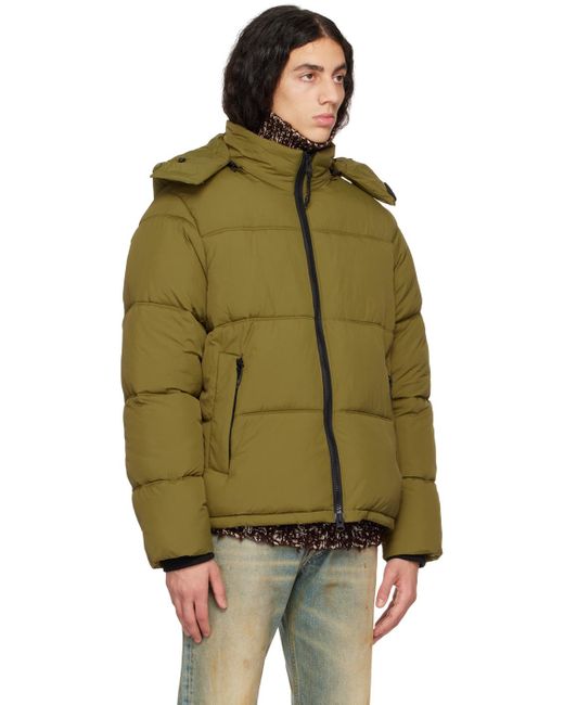 The Very Warm Green Hooded Puffer Jacket for men