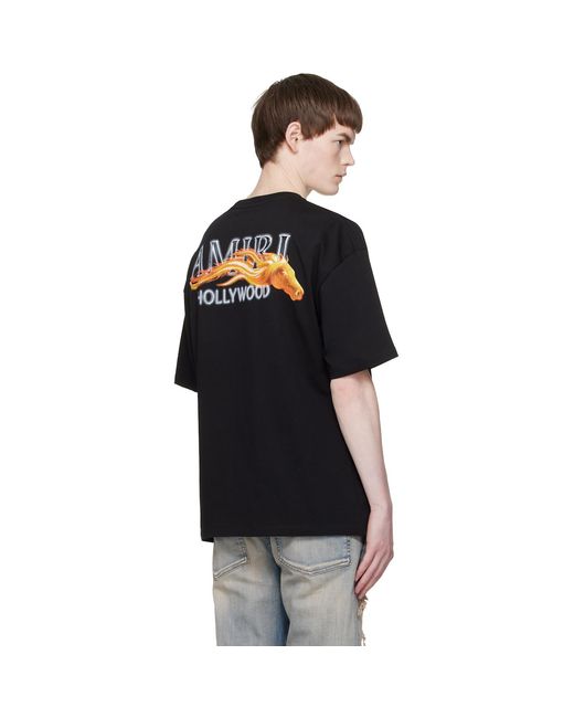 Amiri Black Jersey Hollywood Horse T-Shirt for men