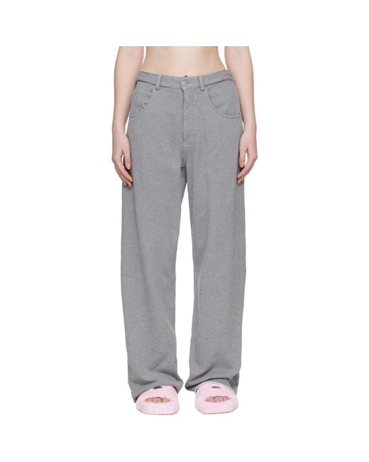 MM6 by Maison Margiela Gray Wide-Leg Cotton Trousers