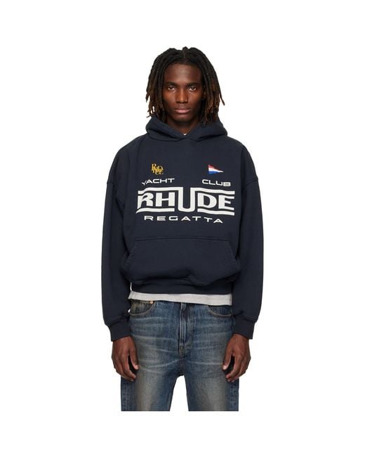 Rhude Black Regatta Club' Hoodie for men
