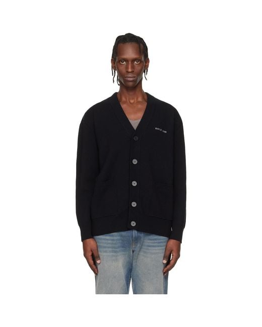 MARINE SERRE Black Merino Wool Knit Maxi Cardigan for men