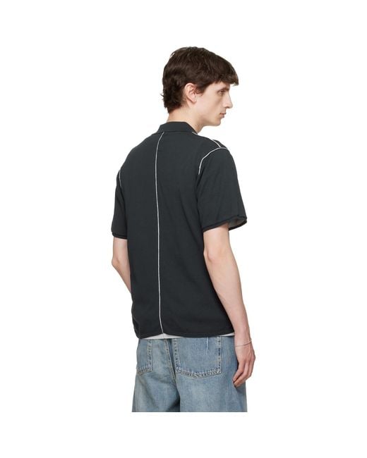 Won Hundred Black Jonas Two Layer Knit Polo for men