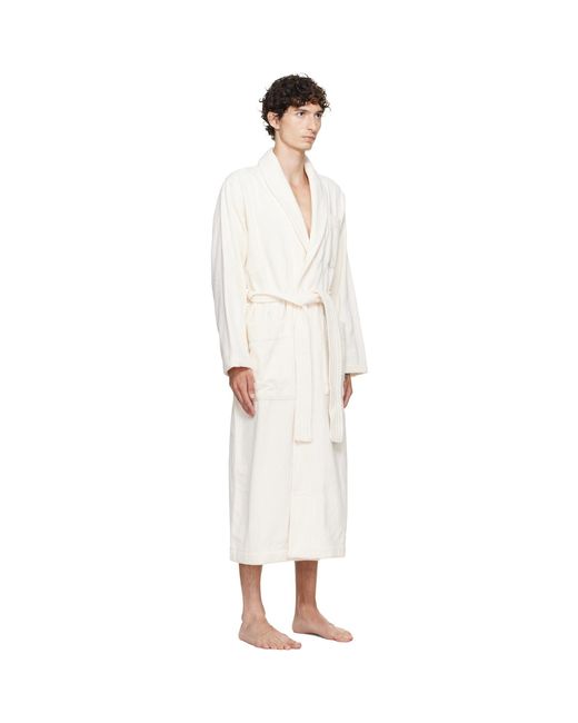 Tekla White Off- Terry Classic Bathrobe for men