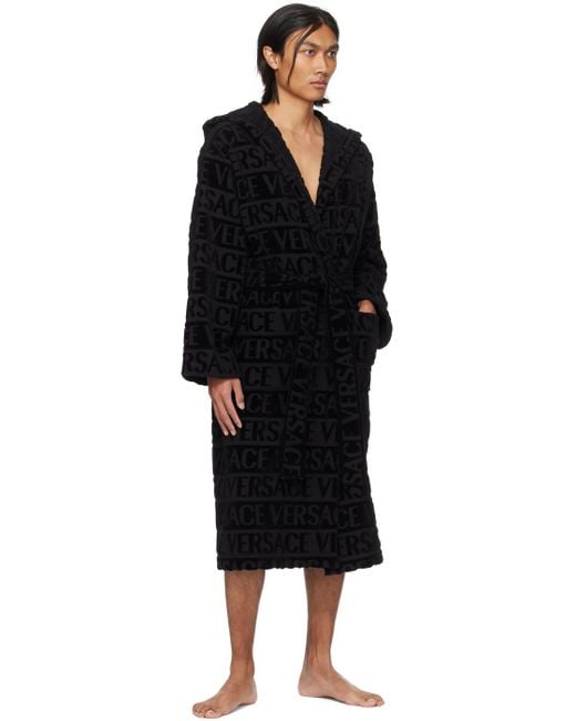 Versace Black Allover Robe for men