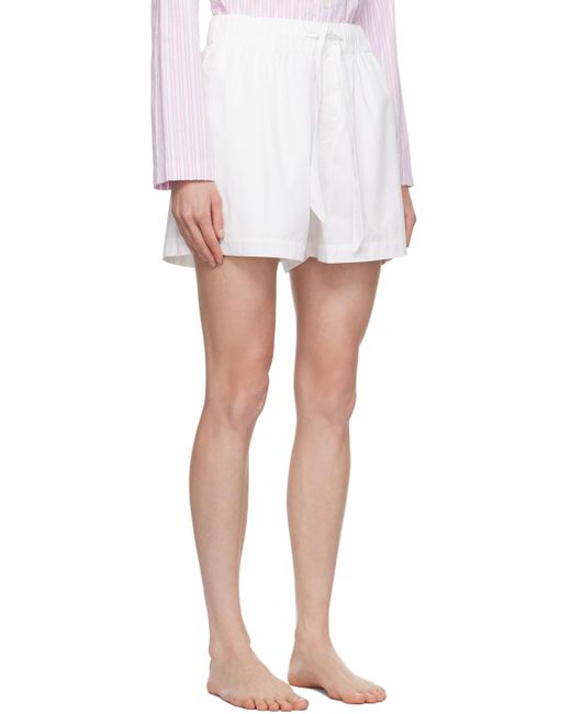 Tekla White Drawstring Pyjama Shorts