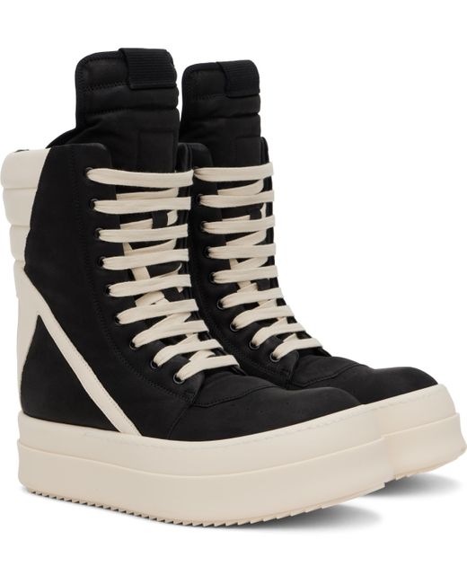 Rick Owens ブラック Geobasket Hollywood スニーカー メンズ メンズ Rick Owens ブラック＆オフホワイト Hollywood Mega