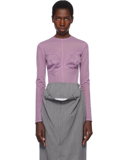 Pushbutton Dummy Shaped Mesh Top in Purple | Lyst