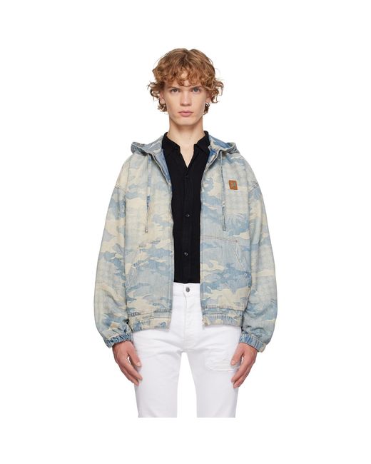 Amiri Blue Camo Jacquard Denim Jacket for men