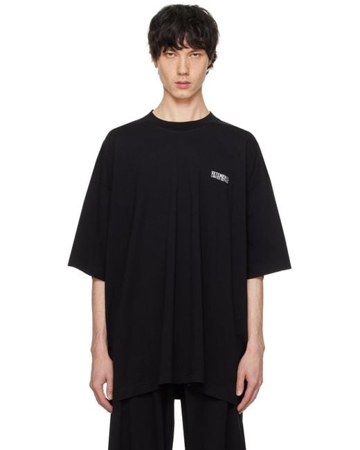 Vetements Black Embroidered T-shirt for men