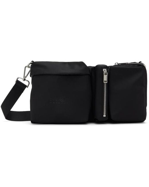 MM6 by Maison Martin Margiela Black Three-pocket Nylon Crossbody Bag