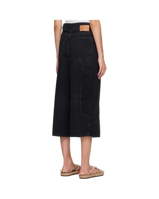 Ganni Black Cropped Cargo Jeans