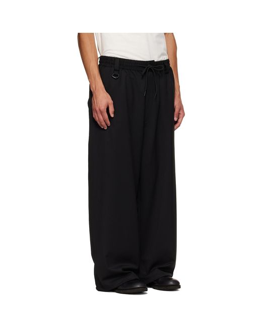 Y-3 Black Wool Straight Leg Trousers for men