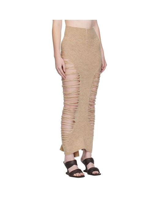 Rick Owens Natural Concordians Calf Dauphine Midi Skirt