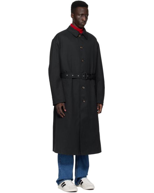 Manteau bleu marine à ceinture Bally pour homme en coloris Black