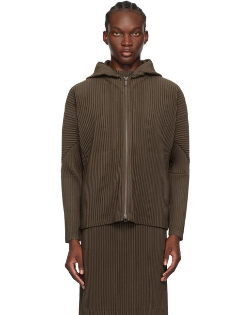 Homme Plissé Issey Miyake Brown Khaki Monthly Color April Hoodie for men