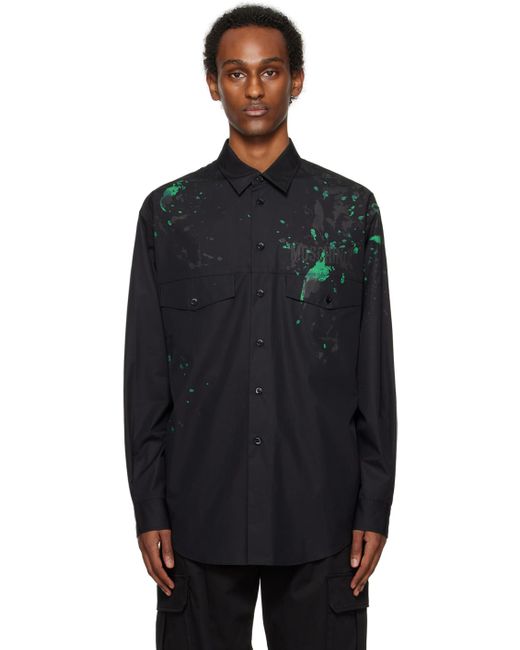 Chemise noire à effet à éclaboussures de peinture Moschino pour homme en coloris Black