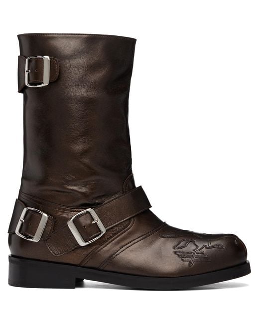 STEFAN COOKE Brown Pegasus Biker Boots for men