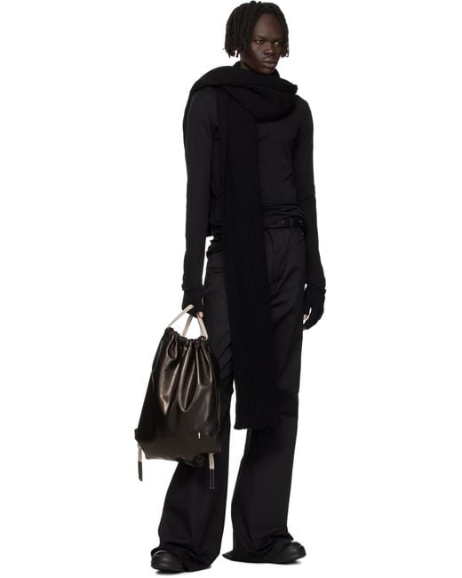 Rick Owens Black Concordians Long Scarf for men