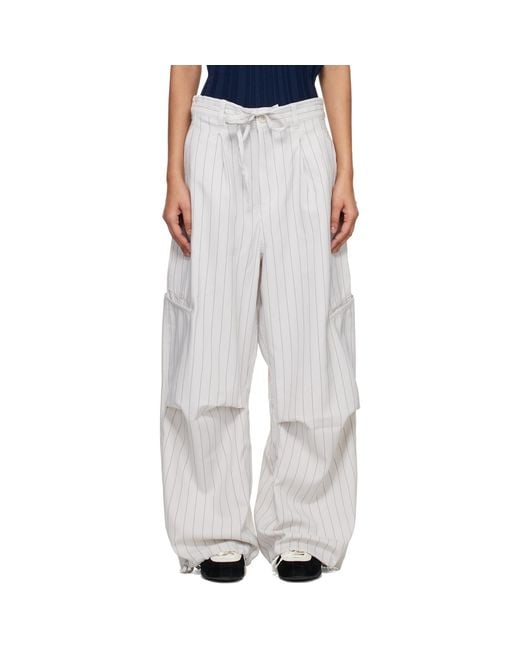 Y-3 White Off- Pinstripe Ut Straight Leg Lounge Pants