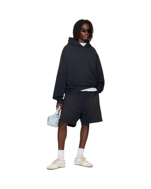 Acne Blue Printed-Logo Shorts for men