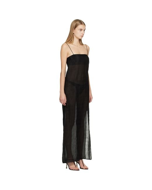 Matteau Black Sheer Cami Maxi Dress