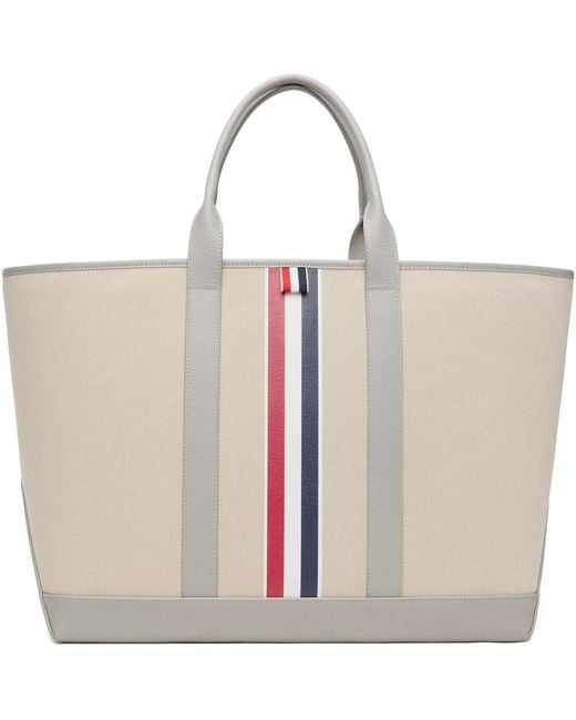 Thom Browne Natural Rwb Stripe Medium Tool Tote