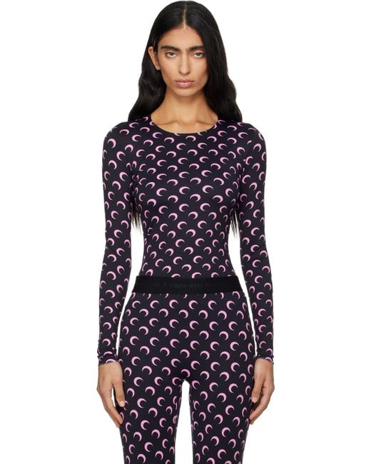 MARINE SERRE Blue Recycled Moon Jersey Long Sleeve T-Shirt