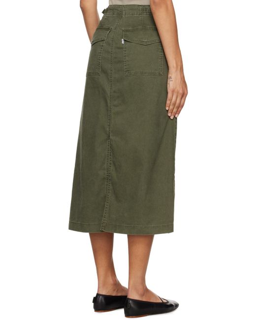 Levi's Green Khaki Surplus Midi Skirt