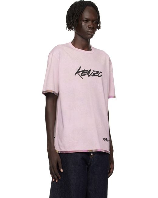 メンズ KENZO ピンク Paris Futura 2000エディション リバーシブル Tシャツ Black