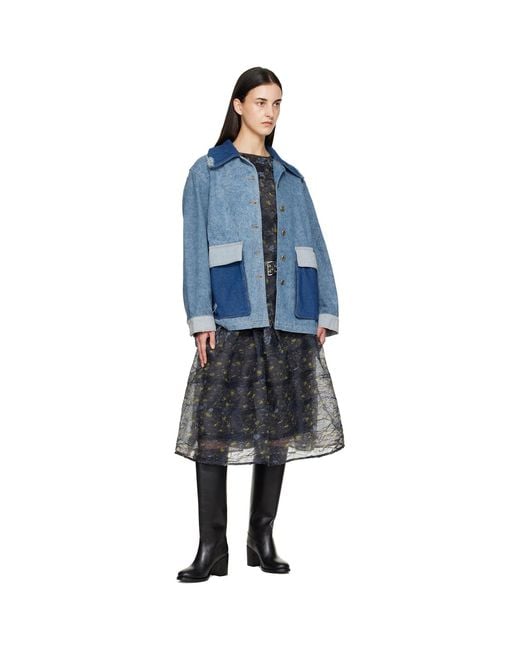 Ganni Blue Patchwork Denim Jacket