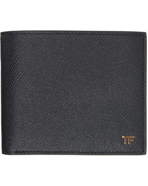 Tom Ford Black Small Grain Leather Bifold Wallet for men