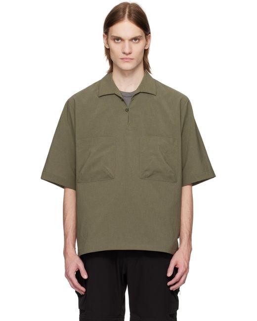 Snow Peak Green Khaki Pe Light Poplin Shirt for men
