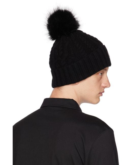 Moncler Black Rib Beanie for Men Lyst UK