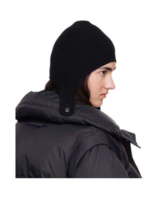 MM6 by Maison Margiela Black Ribbed Aviator Beanie