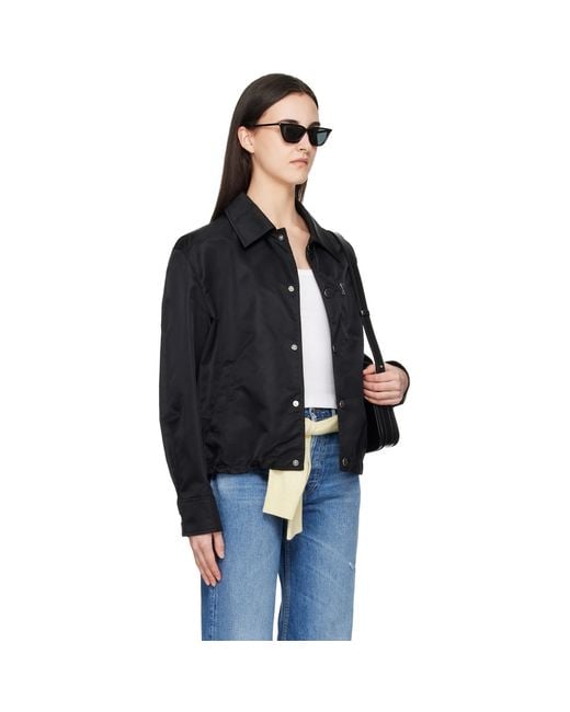 AMI Black Nylon 'Ami De Coeur' Stud Buttoned Jacket