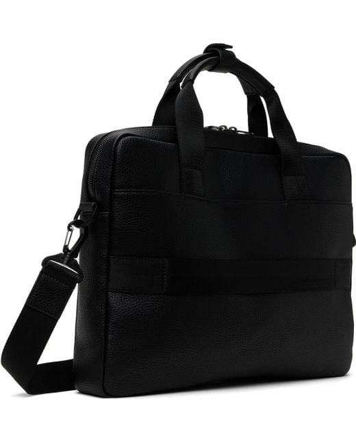 HUGO Black Logo Hardware Faux-Leather Briefcase for men