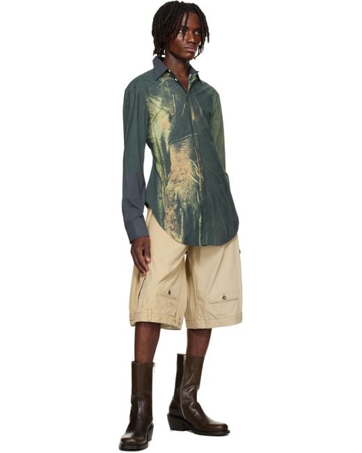 Jean Paul Gaultier Multicolor Ssense Exclusive Khaki & Mesh Printed Acid Water Shirt for men