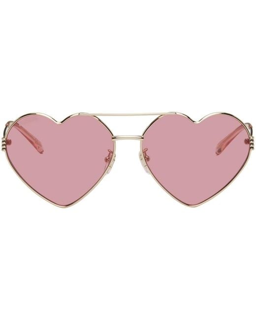 Gucci Pink Gold Heart Sunglasses