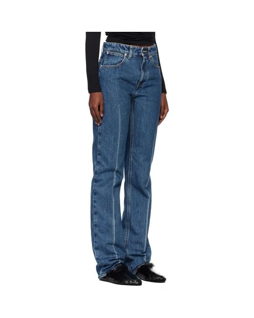 Jil Sander Blue Diagonal Cotton Denim Jeans