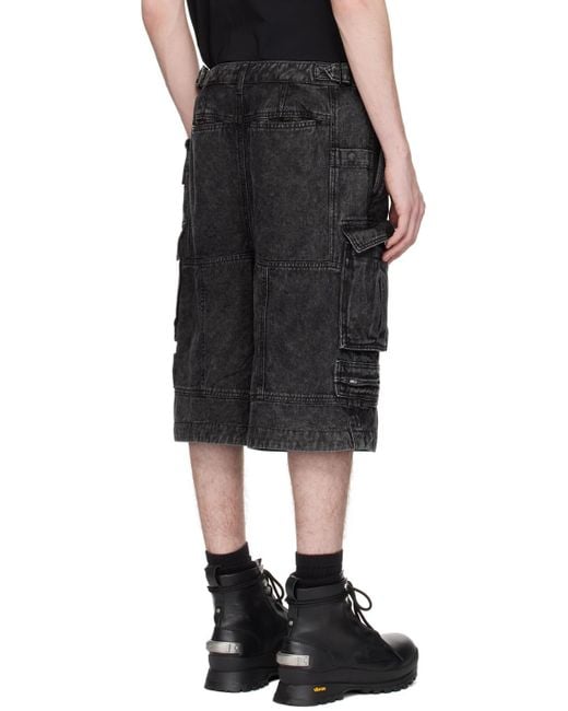 Short noir en denim à effet délavé Juun.J pour homme en coloris Black