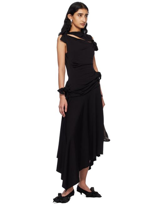 【関税込み】Acne Studios ブラック Tie-Up ミディアムドレス Acne Studios Tie-Up Midi Dress in Black | Lyst